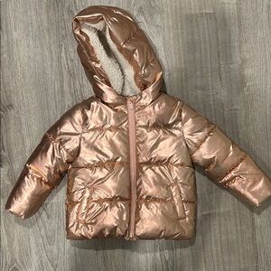 GAP Kids Metallic Puffer Jacket - Rose Gold